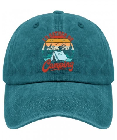 Cowboy hat Men I'd Rather be Camping Trucker hat Men Cute hat Gifts for Him Beach Caps Suitable for Streetwear Cyan Blue $11....