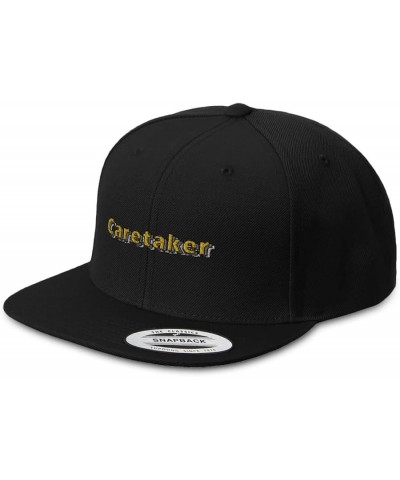 Snapback Hats for Men and Women Caretaker Acrylic Flat Bill Baseball Black Design Only $13.60 Baseball Caps