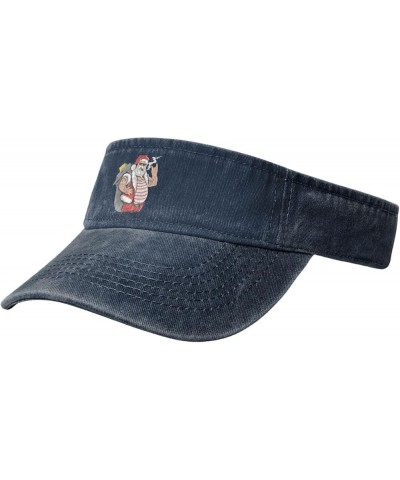 Tattoo Santa Sun Visor Hats for Women Men Adjustable Sports Sun Hats Golf Cap Navy Blue $14.04 Visors