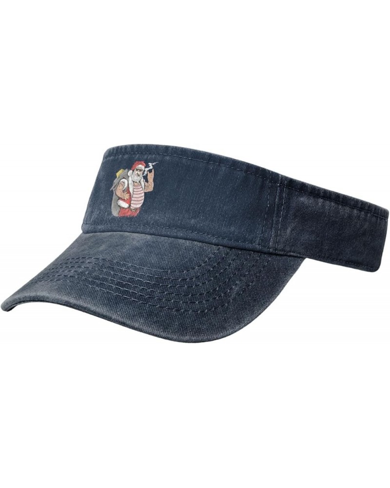 Tattoo Santa Sun Visor Hats for Women Men Adjustable Sports Sun Hats Golf Cap Navy Blue $14.04 Visors