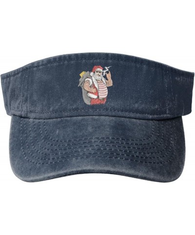 Tattoo Santa Sun Visor Hats for Women Men Adjustable Sports Sun Hats Golf Cap Navy Blue $14.04 Visors