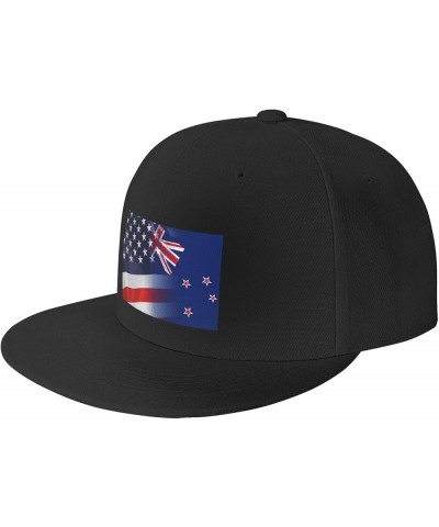 Flag of New Zealand and USA Flag Denim Hats Cowboy Knit hat Fisherman's hat Baseball Caps Black $13.05 Baseball Caps