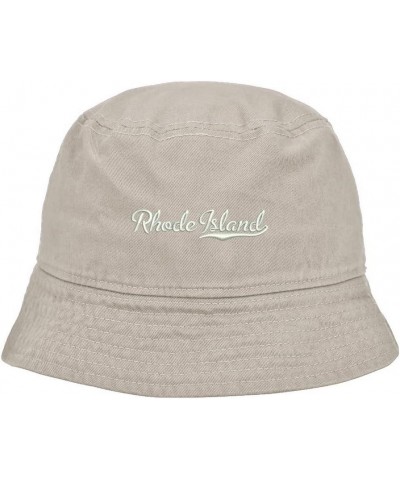 Mens Bucket Hat Rhode Island - RI Embroidered Washed Cotton Classic Bucket Hat Beige $14.29 Bucket Hats