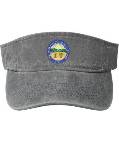 Seal of Ohio Sun Visor Hats for Women Men Sun Hat Vintage Golf Hat Adjustable Baseball Cap Gray $10.65 Visors