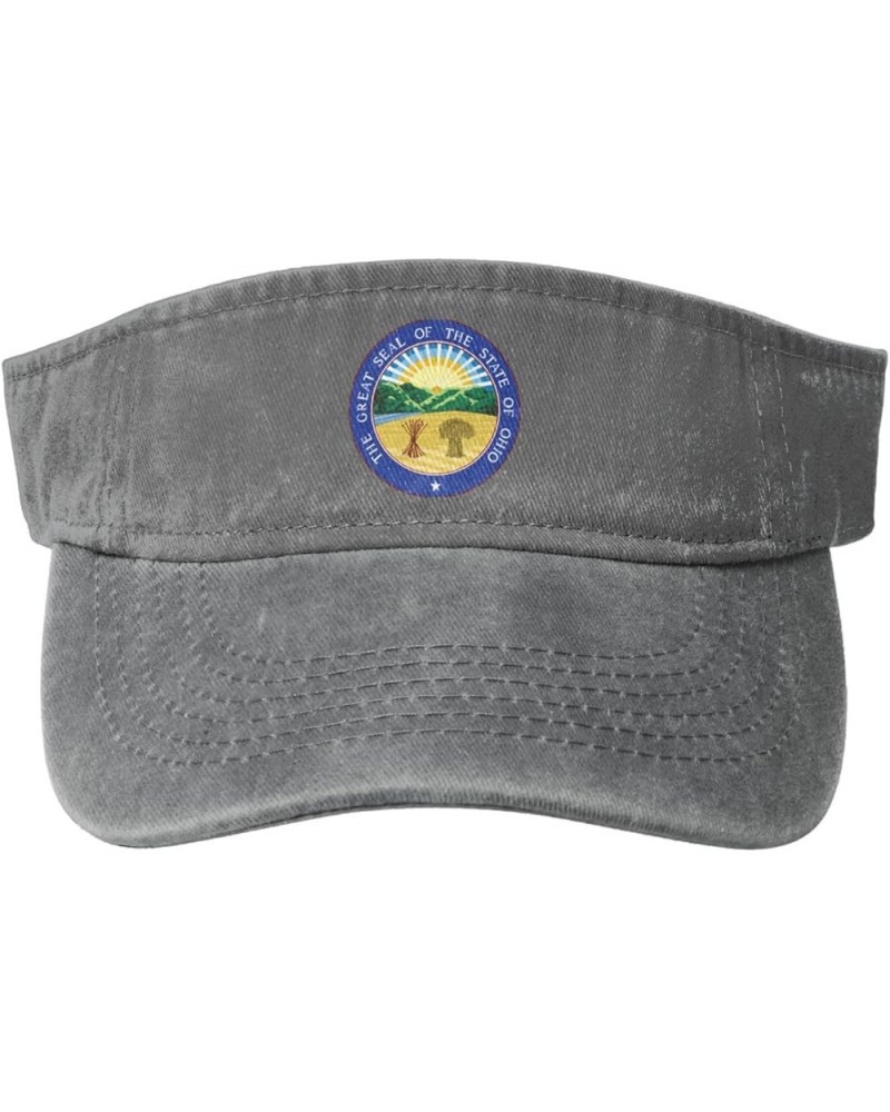 Seal of Ohio Sun Visor Hats for Women Men Sun Hat Vintage Golf Hat Adjustable Baseball Cap Gray $10.65 Visors