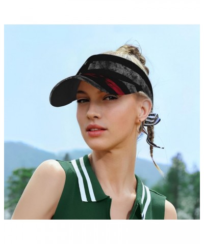 American Flag On Black Baseball Cap with Adjustable Empty Top for Women and Men - Uv Protection Sun Visor Hat $11.01 Visors