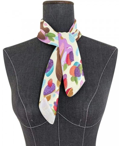 Cake Sloth Square Scarf Silk Like Hair Scarf, Silk Bandana Sleeping for Women Hair Scarf Wrap for Neck Beach $22.55 Scarves