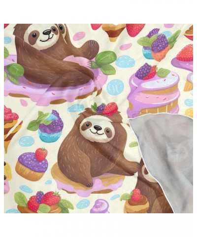 Cake Sloth Square Scarf Silk Like Hair Scarf, Silk Bandana Sleeping for Women Hair Scarf Wrap for Neck Beach $22.55 Scarves