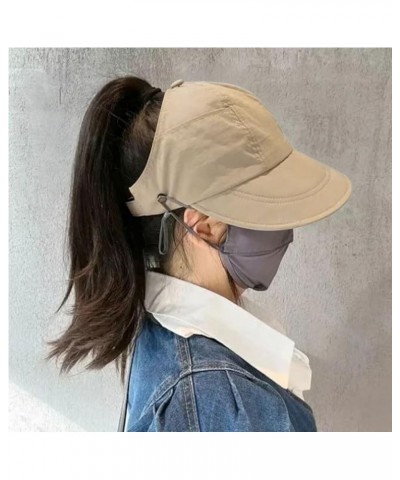 Outdoor Sun Protective Hollow Top Sun Hat New 2024 Sun Hats for Women Sun Protective Ponytail Sun Cap Red $6.10 Sun Hats