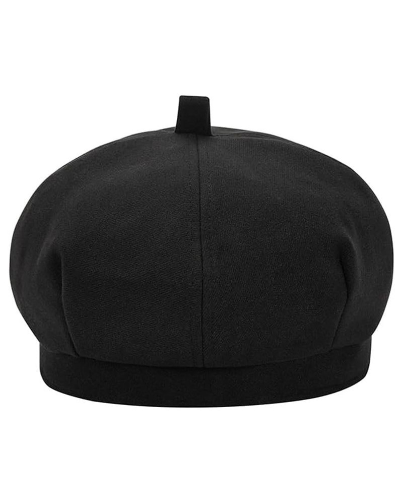 Women Wool Beret Hat Wool French Beret Hat Artist Beret Cap Winter Solid Color Hat for Women Girls Black $18.82 Berets