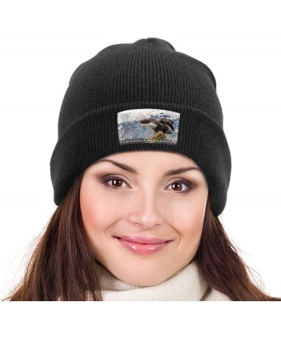 Winter Beanie Hats for Men Women,White Owl Beanie Soft Warm Knit Hat Ski Stocking Cuffed Cap Black-snow Mountain Eagle $14.55...