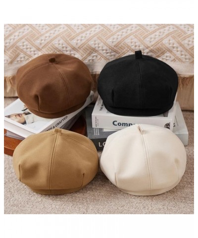 Women Wool Beret Hat Wool French Beret Hat Artist Beret Cap Winter Solid Color Hat for Women Girls Black $18.82 Berets