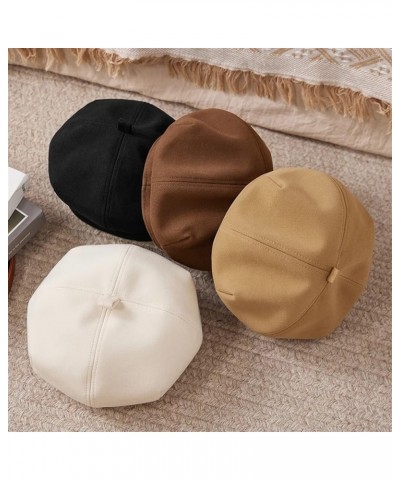 Women Wool Beret Hat Wool French Beret Hat Artist Beret Cap Winter Solid Color Hat for Women Girls Black $18.82 Berets