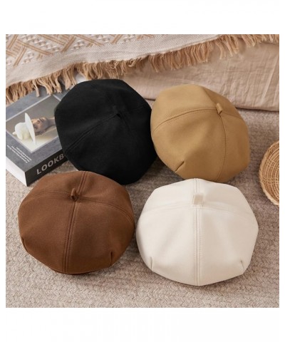 Women Wool Beret Hat Wool French Beret Hat Artist Beret Cap Winter Solid Color Hat for Women Girls Black $18.82 Berets