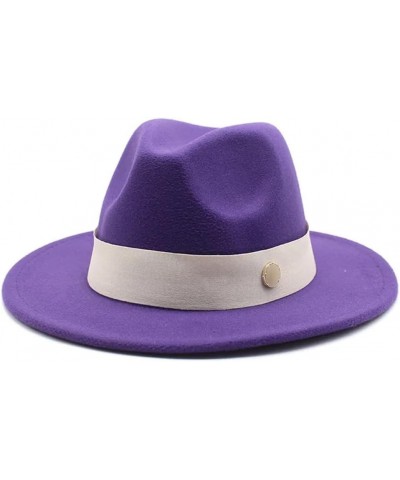 Fedora Hat for Women Winter Formal Wedding Decorate Church Cap Panama Party Jazz Hat Purple $9.93 Fedoras