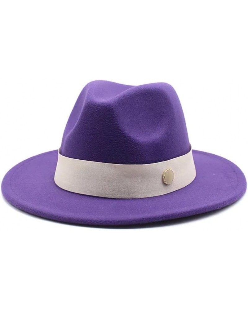 Fedora Hat for Women Winter Formal Wedding Decorate Church Cap Panama Party Jazz Hat Purple $9.93 Fedoras