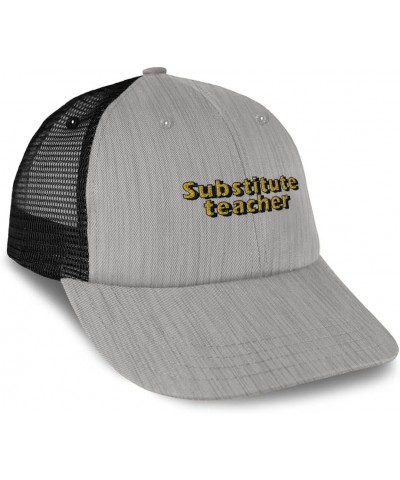 Custom Trucker Hat Baseball Cap Substitute Teacher Education Cotton School Dad Hats for Men & Women Heather Gray Black Design...