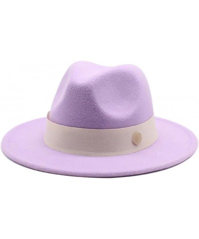 Fedora Hat for Women Winter Formal Wedding Decorate Church Cap Panama Party Jazz Hat Purple $9.93 Fedoras