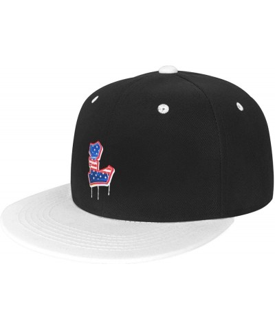 Letter L Baseball Cap for Men Women Snapback Hat Adjustable Flat Bill Hats White $10.63 Baseball Caps