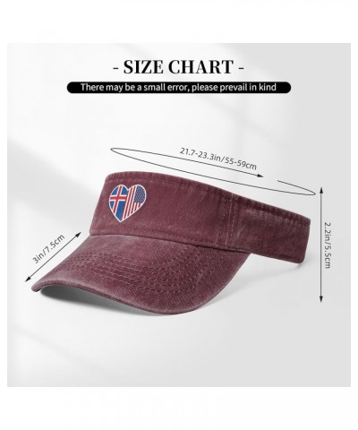 I Love America and Iceland Sun Visor Hats for Women Men Sun Hat Vintage Golf Hat Adjustable Baseball Cap Red $10.65 Visors