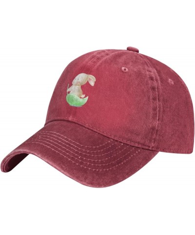 Cute Little Rabbit Standing on a Leaf Baseball Cap for Men Women Hats Adjustable Vintage Cowboy Hat Red $11.85 Cowboy Hats