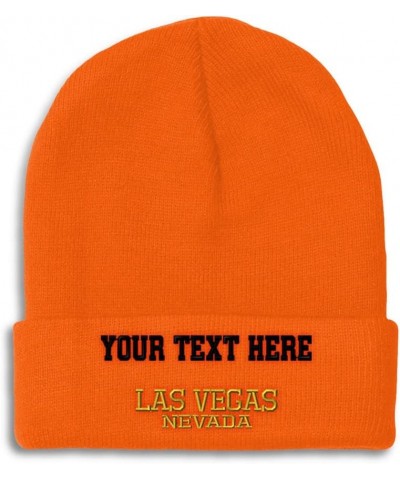 Beanies for Men Nevada Las Vegas United States Embroidery Winter Hats for Women Acrylic Skull Cap 1 Size Orange Personalized ...