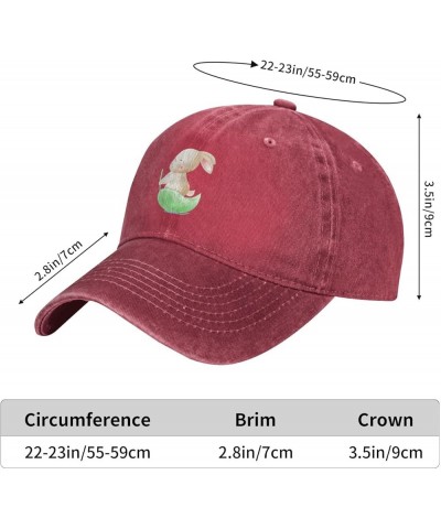 Cute Little Rabbit Standing on a Leaf Baseball Cap for Men Women Hats Adjustable Vintage Cowboy Hat Red $11.85 Cowboy Hats