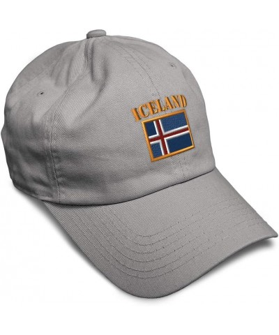 Soft Baseball Cap Iceland Flag Embroidery Flags World Cup Soccer Cotton Embroidered Dad Hats for Men & Women Light Grey Desig...