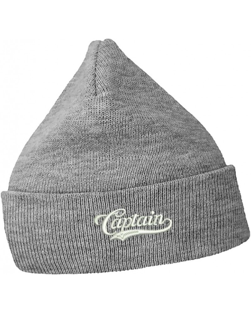 Mens Beanie Hats Captain - 1 Embroidered Casual Knit Hats for Women Winter Grey Acrylic $11.17 Skullies & Beanies