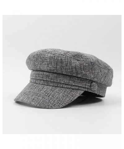 Cotton Navy Hat Women's Versatile British Beret Hat Winter Grey $10.07 Berets