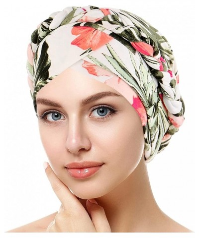 Braid Headband Head Scarf Hat for Women Headwear Turban Solid Color Elastic Headwrap Bonnet Hair Loss Hats Muslim Cap Q2-gree...