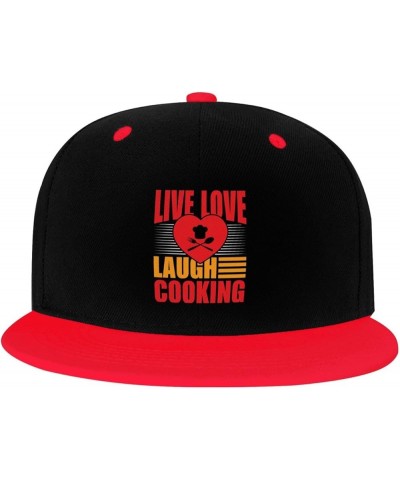 Live Love Laugh Cooking Snapback Hat for Men Women Baseball Cap Trucker Flat Bill Hats Dad Caps Red $10.67 Baseball Caps