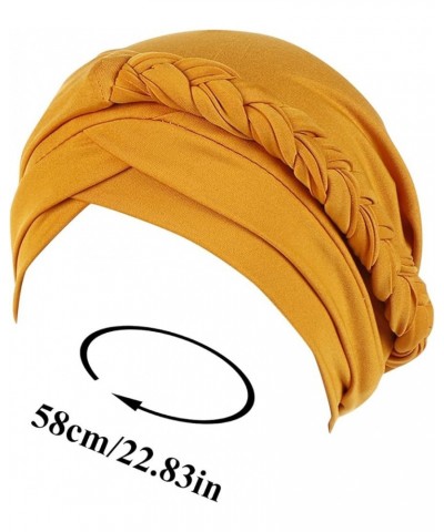 Braid Headband Head Scarf Hat for Women Headwear Turban Solid Color Elastic Headwrap Bonnet Hair Loss Hats Muslim Cap Q2-gree...