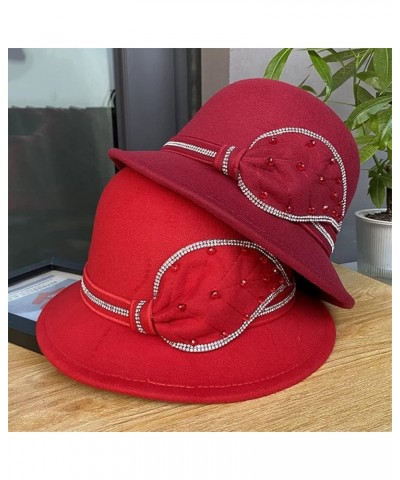 Women Vintage Bowler Cap Autumn Winter Warm Beret Ladies Floppy Felt Fedoras Outdoor Casual Warm Hat Khaki9 $33.64 Fedoras