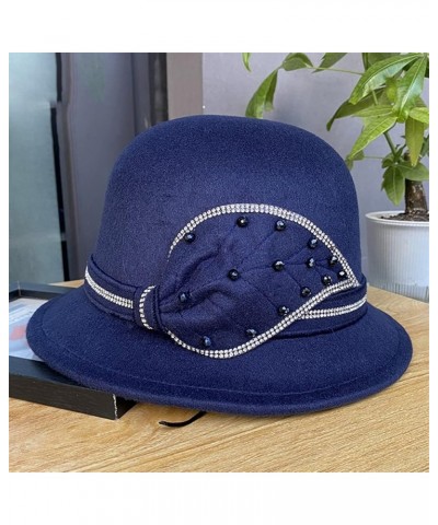 Women Vintage Bowler Cap Autumn Winter Warm Beret Ladies Floppy Felt Fedoras Outdoor Casual Warm Hat Khaki9 $33.64 Fedoras