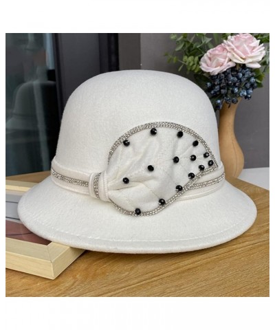 Women Vintage Bowler Cap Autumn Winter Warm Beret Ladies Floppy Felt Fedoras Outdoor Casual Warm Hat Khaki9 $33.64 Fedoras