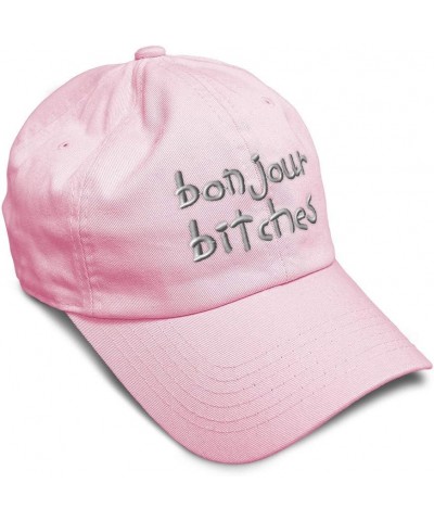 Soft Baseball Cap Bonjour Bitches Embroidery Funny Humor Twill Cotton Dad Hats for Men & Women Soft Pink Design Only $14.00 B...