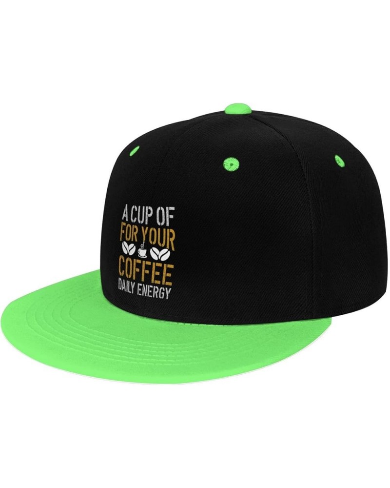 A Cup of Coffee for Your Daily Energy Snapback Hat for Men Women Baseball Cap Trucker Flat Bill Hats Dad Caps Green $13.33 Ba...