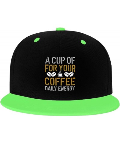 A Cup of Coffee for Your Daily Energy Snapback Hat for Men Women Baseball Cap Trucker Flat Bill Hats Dad Caps Green $13.33 Ba...