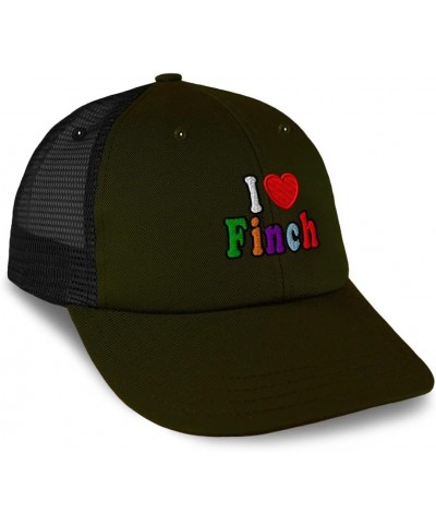 Custom Trucker Hat Baseball Cap I Love Finch Birds Bird Cotton Nature Dad Hats for Men & Women Loden Black Design Only $14.40...