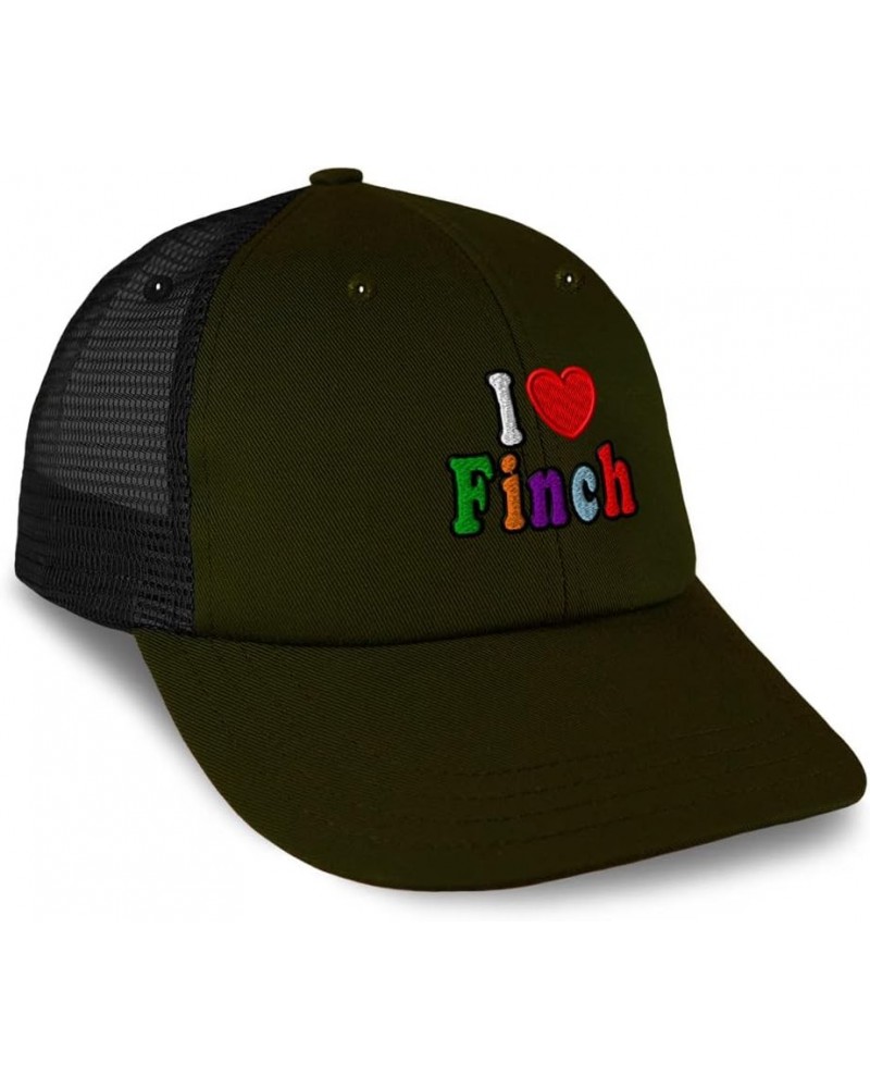 Custom Trucker Hat Baseball Cap I Love Finch Birds Bird Cotton Nature Dad Hats for Men & Women Loden Black Design Only $14.40...