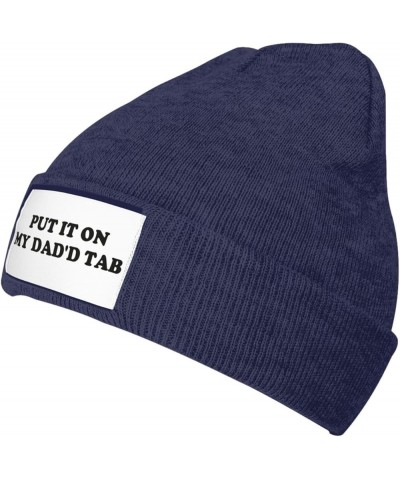 Put IT ON My Dad's TAB Beanie Hat Unisex Winter Warm Knitted Hat Black Navy Blue $13.61 Skullies & Beanies