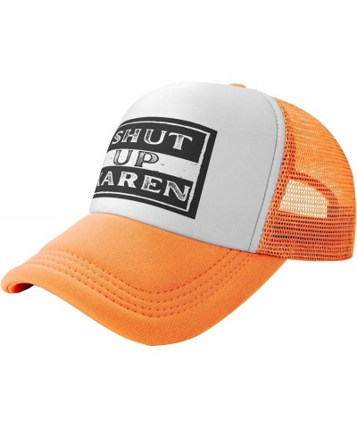 Funny Karen Shut Up Karen Hat Mesh Cap Men Women Black Orange $13.19 Sun Hats