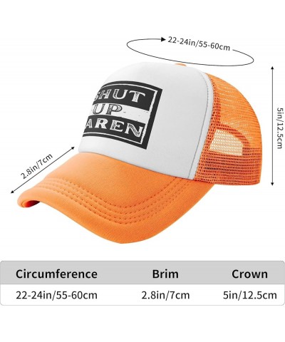 Funny Karen Shut Up Karen Hat Mesh Cap Men Women Black Orange $13.19 Sun Hats