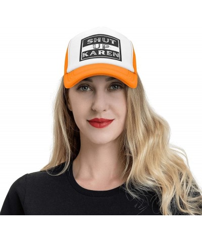 Funny Karen Shut Up Karen Hat Mesh Cap Men Women Black Orange $13.19 Sun Hats