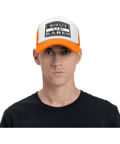 Funny Karen Shut Up Karen Hat Mesh Cap Men Women Black Orange $13.19 Sun Hats