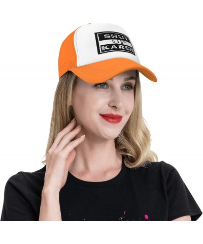 Funny Karen Shut Up Karen Hat Mesh Cap Men Women Black Orange $13.19 Sun Hats