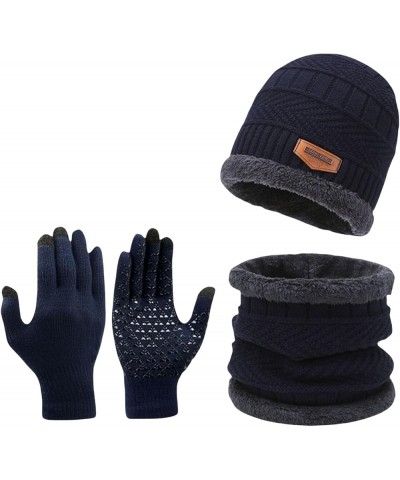 2&3PCS Winter Beanie Hat Set for Women&Men Scarf Touchscreen Gloves Fleece Lined Neck Warmer Set Knit Cap Mittens Unisex 3pcs...