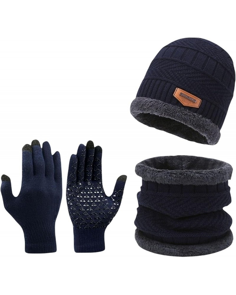 2&3PCS Winter Beanie Hat Set for Women&Men Scarf Touchscreen Gloves Fleece Lined Neck Warmer Set Knit Cap Mittens Unisex 3pcs...