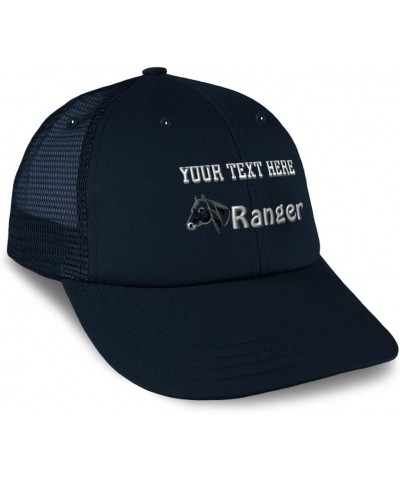 Custom Custom Trucker Hat Baseball Cap Ranger Horses Pony Cotton Equestrian Dad Hats for Men & Women Navy Personalized Text H...